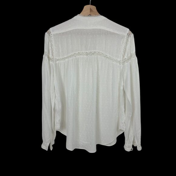 Free People Everyday Every Girl Top Large White Boho Gypsy Long Sleeve Flaw - Picture 6 of 11